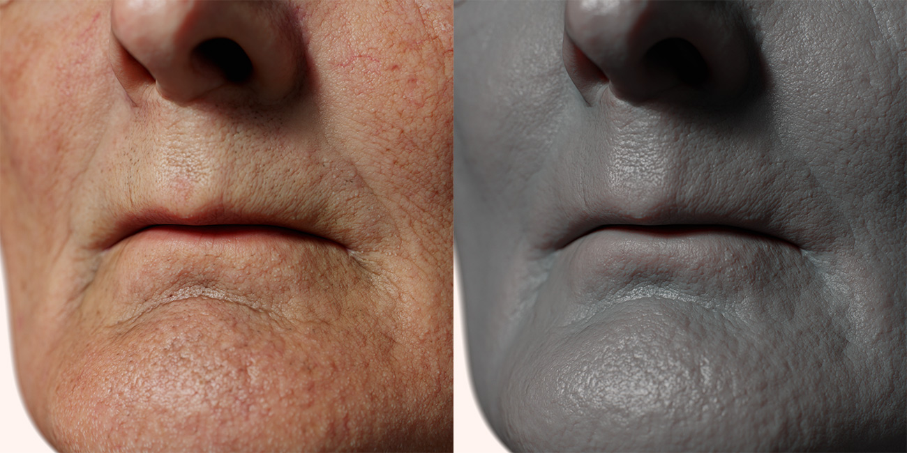 Male head scan skin pore details 